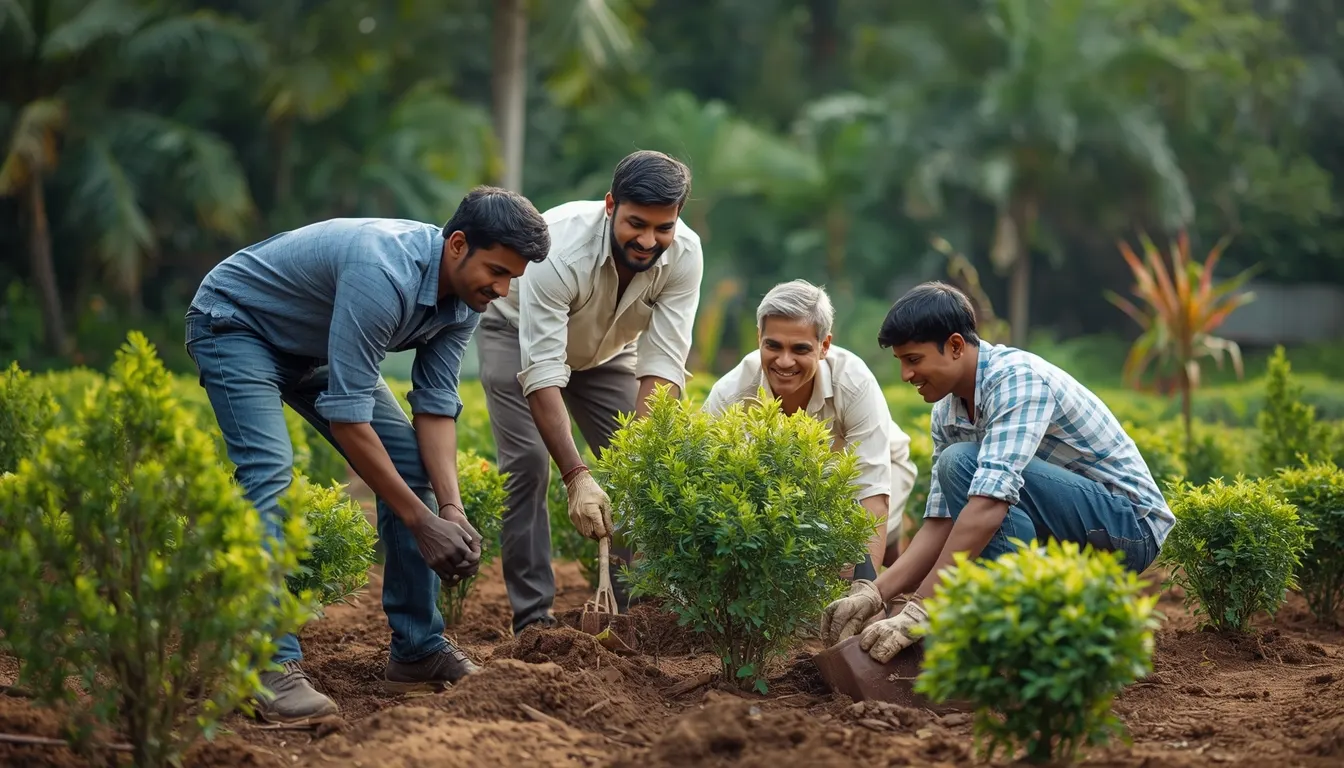 Landscape gardening team at work in Chennai