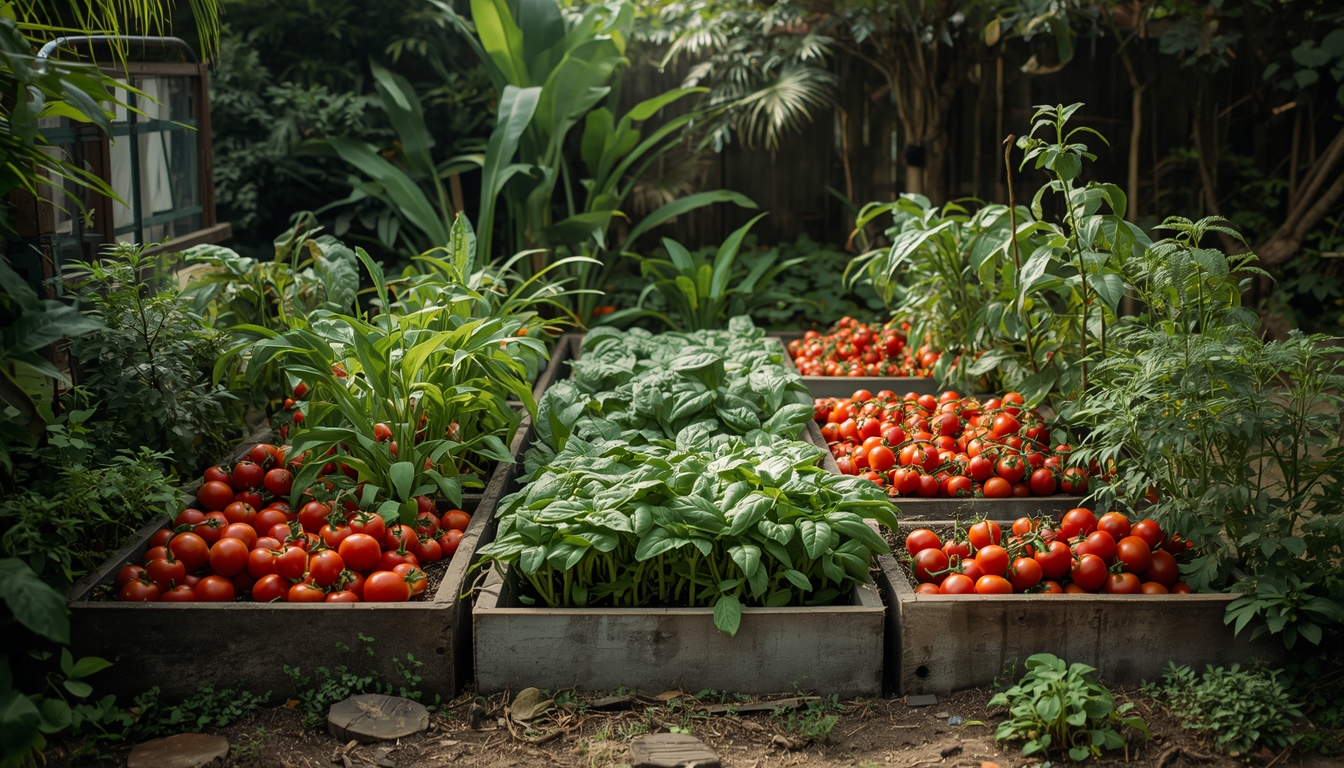 Organic kitchen garden setup with raised vegetable beds in Chennai